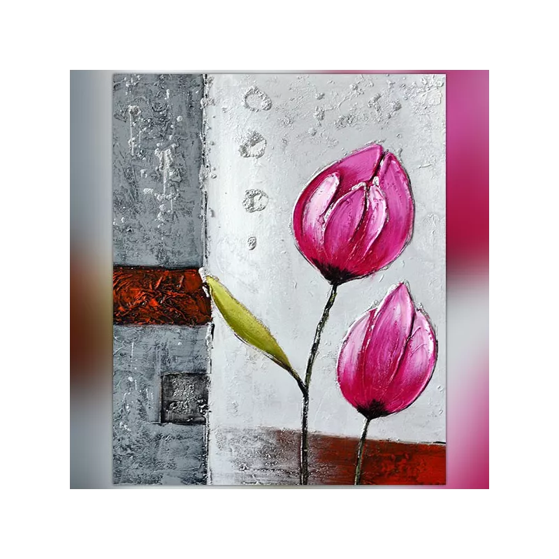 Pintura floral, tulipanes de colores