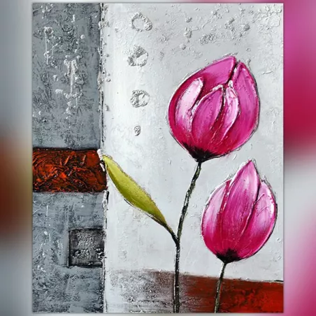Pintura floral, tulipanes de colores