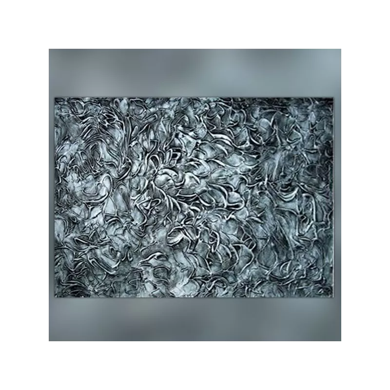 Pintura plateada en relieve, lienzo plateado 60x90 cm