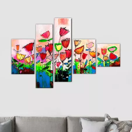fleur de champs polyptych, cuadro dormitorio infantil