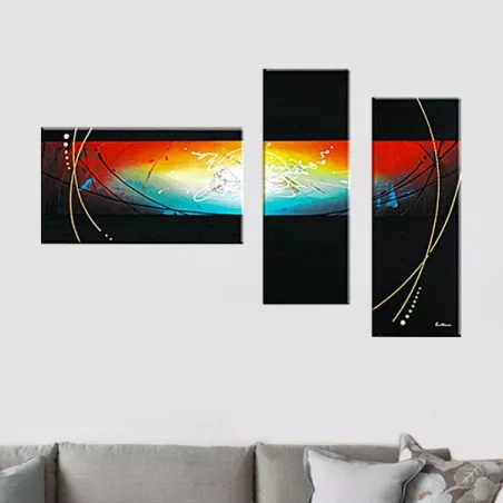 Tríptico planeta, universo pintura