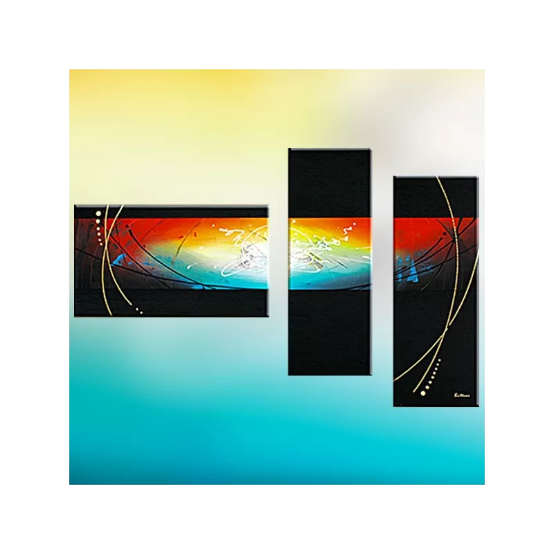 Tríptico planeta, universo pintura