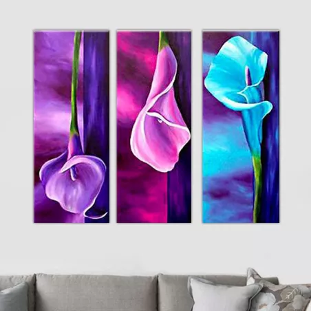 Tríptico flor amarillys, 30x80cmx3