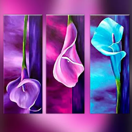 Tríptico flor amarillys, 30x80cmx3