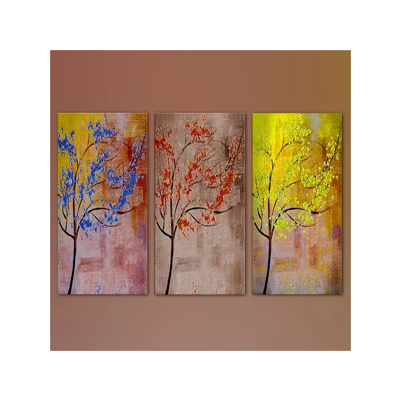 Tríptico de árboles de colores
