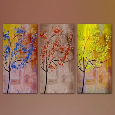 Tríptico de árboles de colores