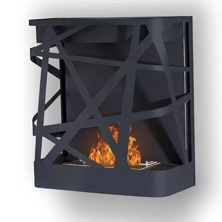 Chimenea mural Méli con pantalla de fuego abierta Color Negro