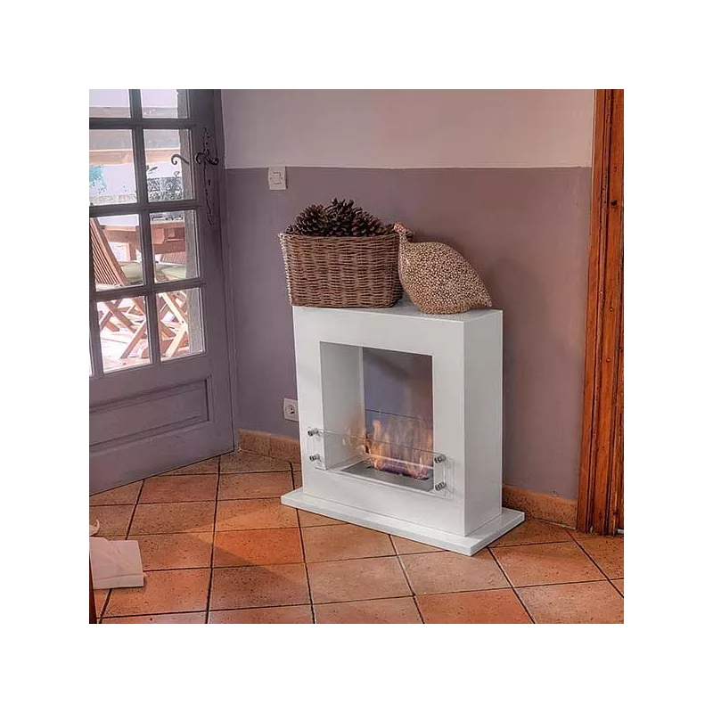 Chimenea de etanol cuadrada Arche, 70 x 60 x 35 cm Color Blanco