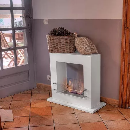 Chimenea de etanol cuadrada Arche, 70 x 60 x 35 cm Color Blanco