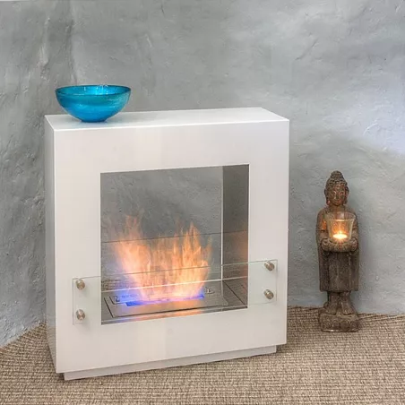 Chimenea cuadrada independiente Quasar 65x65x25 cm Color Blanco