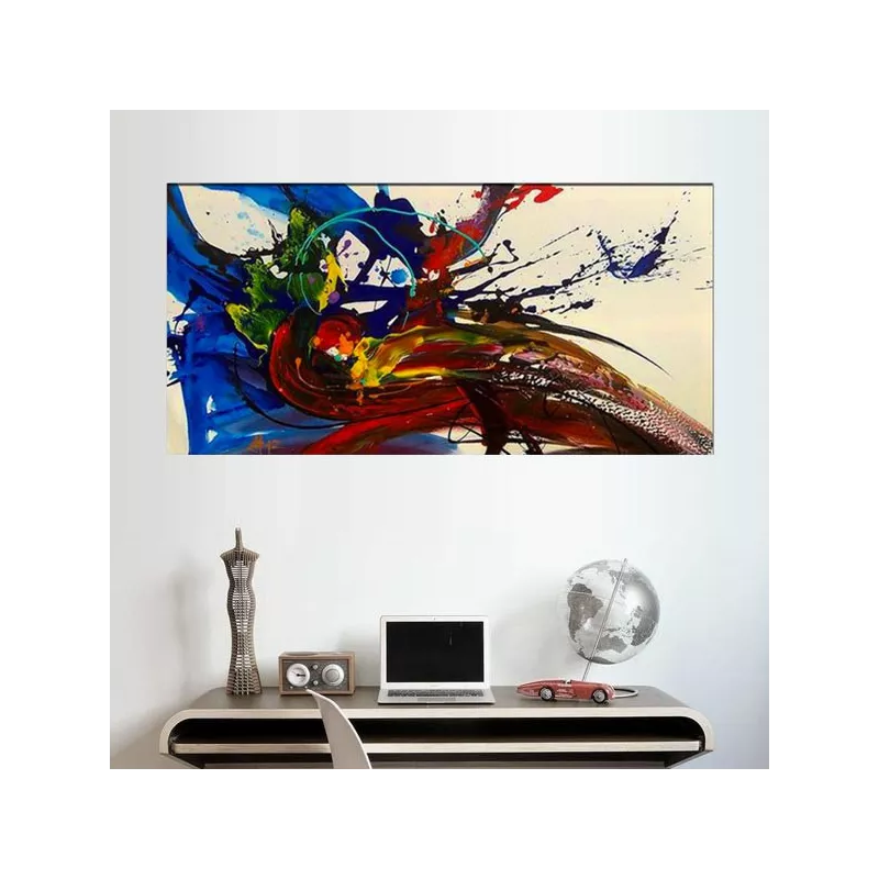 Pintura en color con pavo real estilizado 60x90 cm