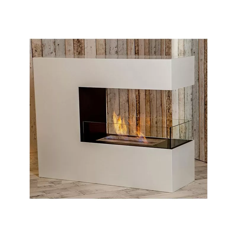 RomaneGran chimenea de etanol , 100 x 90 x 35 cm Color Blanco Quemador 4L/5kW
