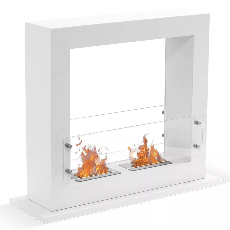 Chimenea independiente Zenith XL, 6 kW de potencia calorífica Color Blanco Tamaño 2 quemadores