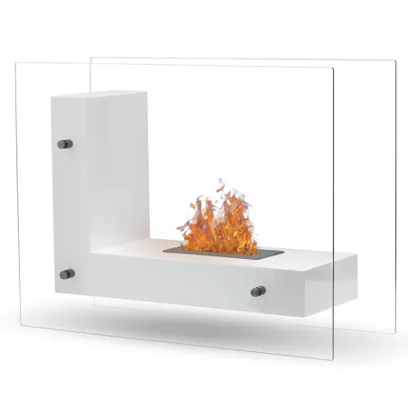 LunaChimenea de etanol , chimenea de pie 3kW Color Blanco Quemador 1.5L/2,7kW