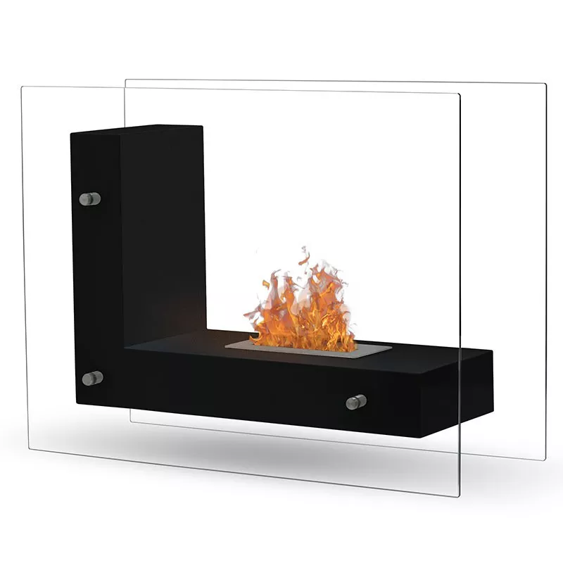 LunaChimenea de etanol , chimenea de pie 3kW Color Negro Quemador 1.5L/2,7kW