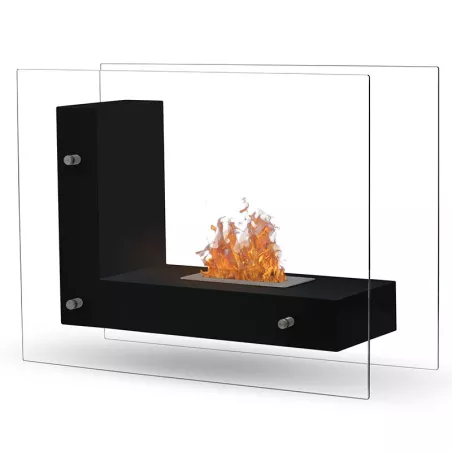 LunaChimenea de etanol , chimenea de pie 3kW Color Negro Quemador 1.5L/2,7kW