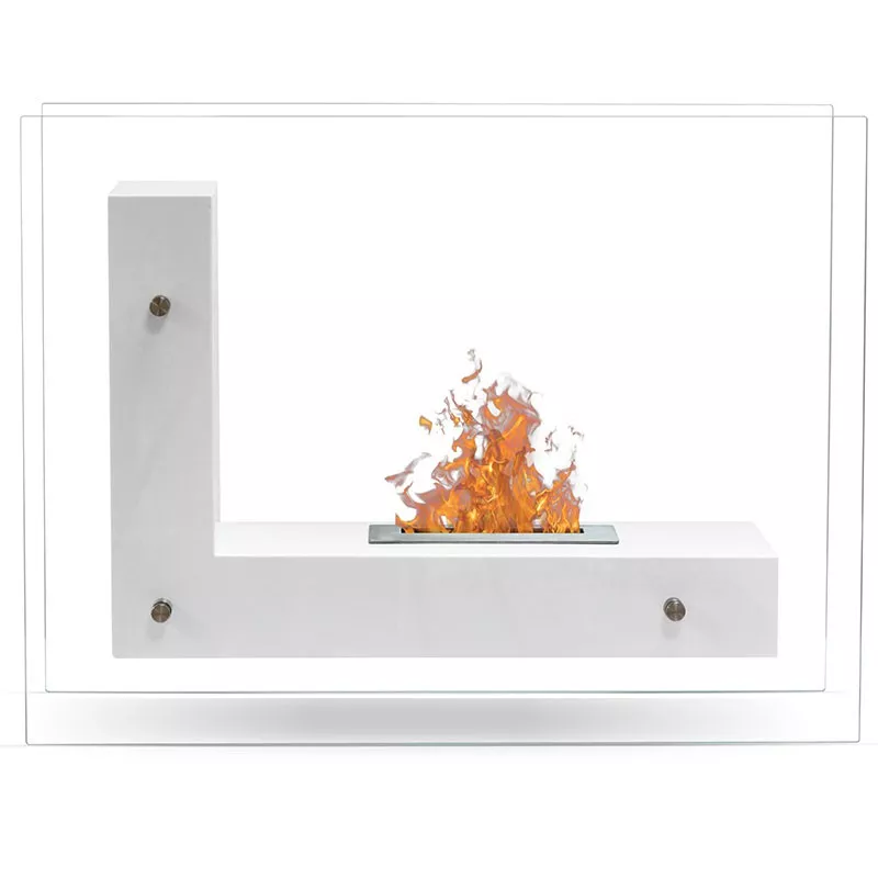 LunaChimenea de etanol , chimenea de pie 3kW Color Blanco Quemador 1.5L/2,7kW