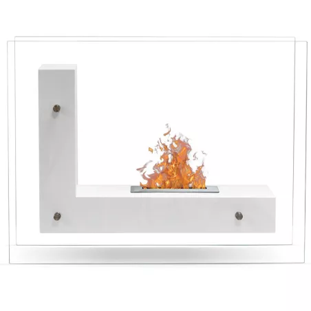 LunaChimenea de etanol , chimenea de pie 3kW Color Blanco Quemador 1.5L/2,7kW