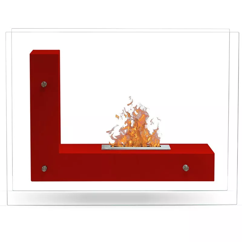 LunaChimenea de etanol , chimenea de pie 3kW Color Rojo Quemador 1.5L/2,7kW