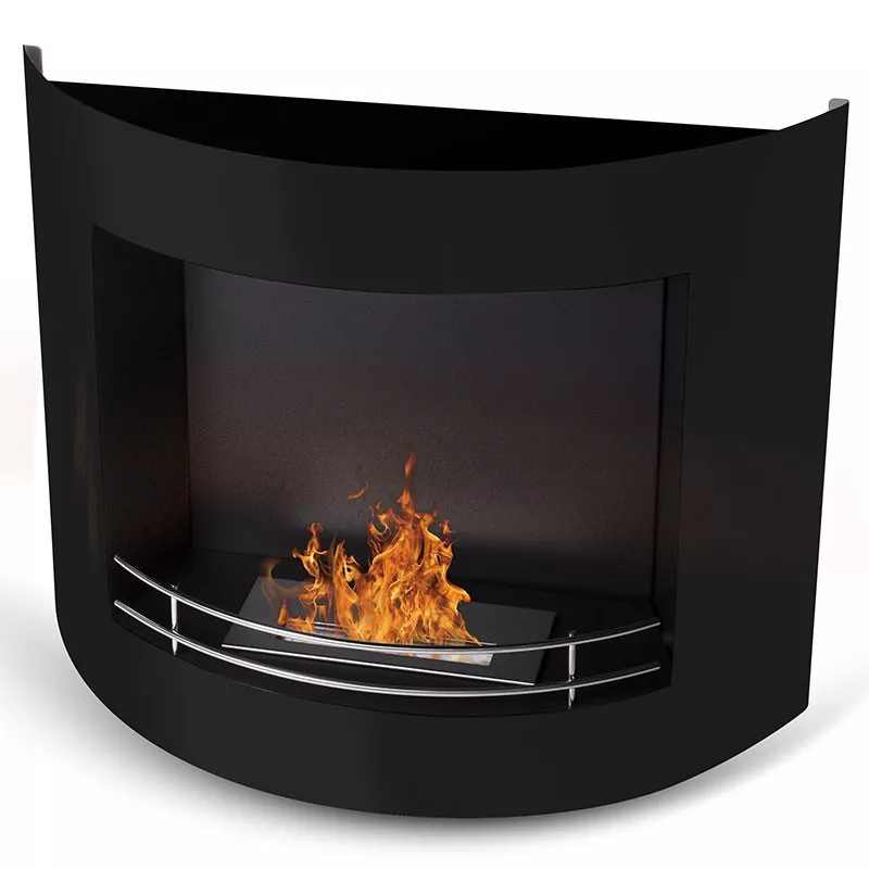 HarmonieChimenea de etanol , 84x27x68cm Color Negro Quemador 2.2L/4kW