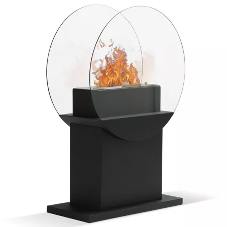 Chimenea independiente Fluvia, 78x60x24cm - quemador de 3 kW Color Negro
