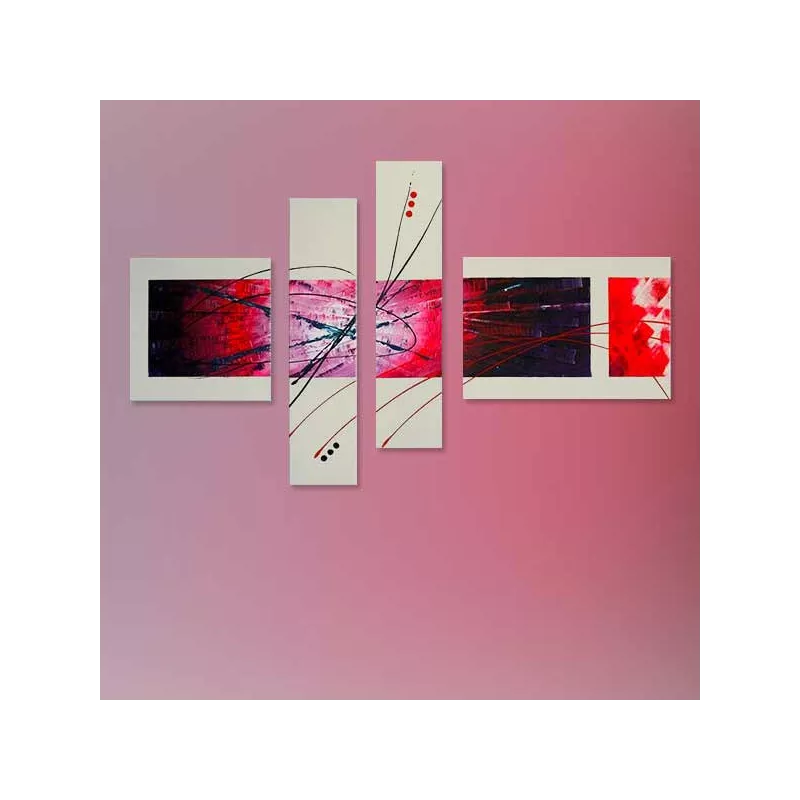 Cuadríptico moderno, pintura abstracta de 4 paneles