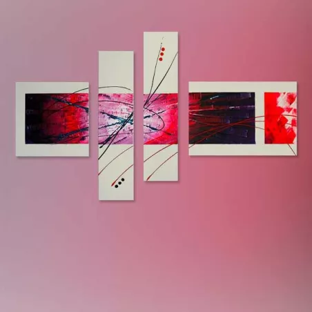 Cuadríptico moderno, pintura abstracta de 4 paneles
