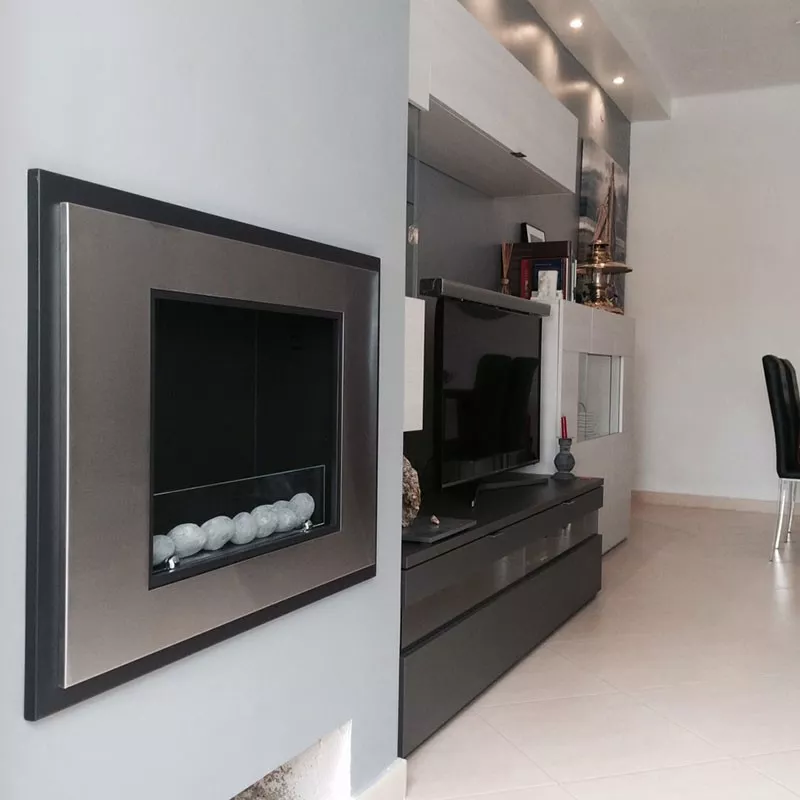 Chimenea de bioetanol InSignal, 80 x 18 x 59 cm Color Acero inoxidable cepillado Opción Vidrio ignífugo