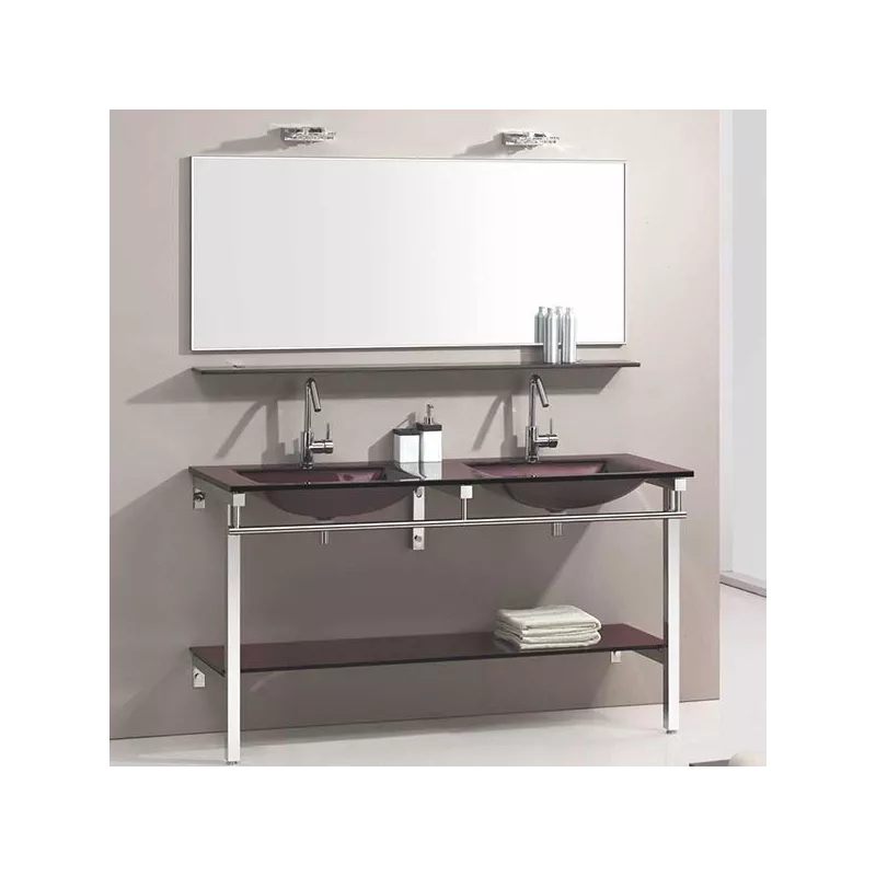 Mueble de baño de cristal marrón Aida Color Marrón