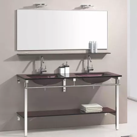 Mueble de baño de cristal marrón Aida Color Marrón