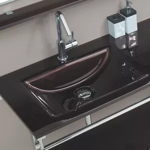 Mueble de baño de cristal marrón Aida
