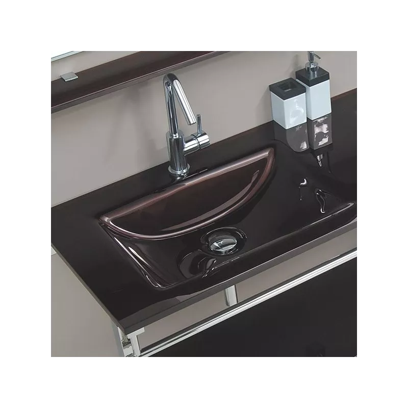 Mueble de baño de cristal marrón Aida Color Marrón