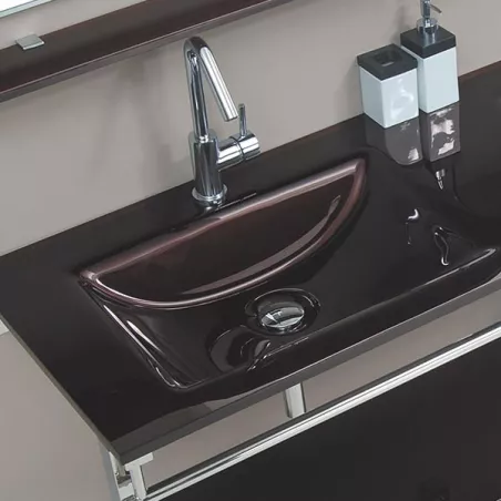 Mueble de baño de cristal marrón Aida Color Marrón