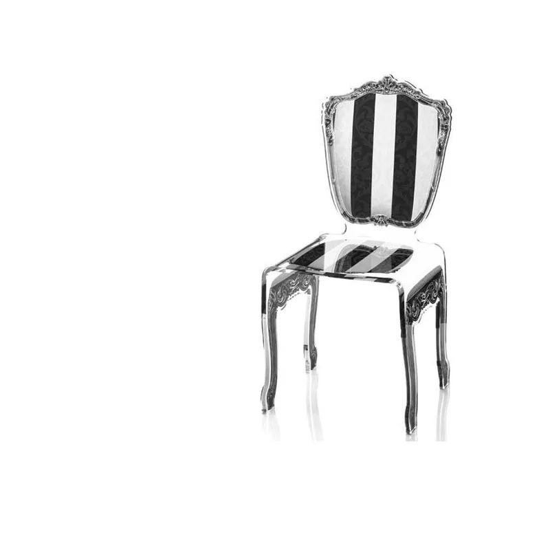 Silla barroca de plexiglás transparente Color Rayas blancas y negras