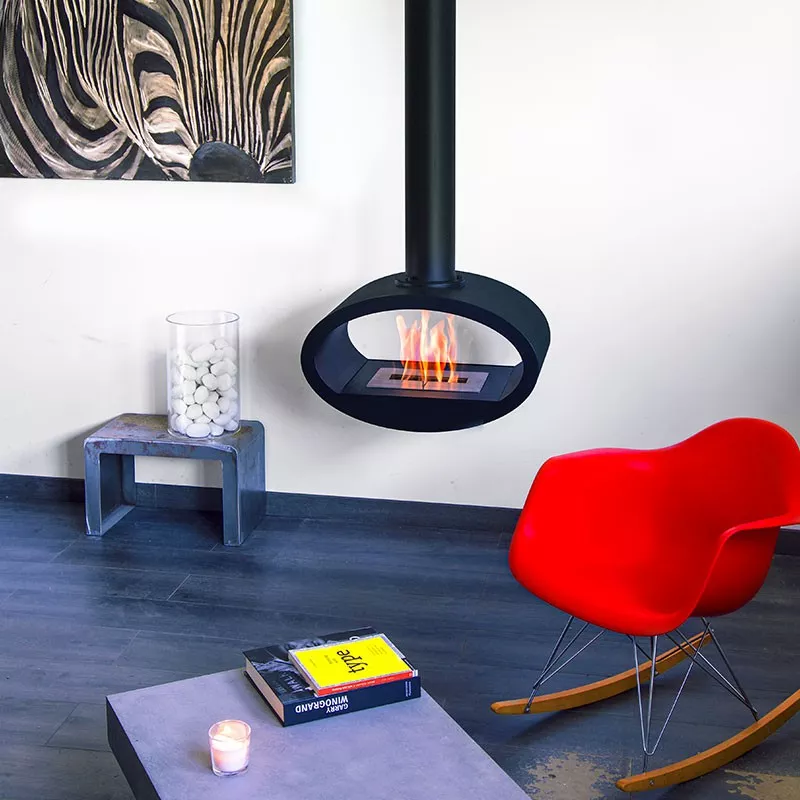 Chimenea mural Ellipse Color Negro Opción Modelo pequeño (H. 189cm) Apertura Abierto por 2 lados