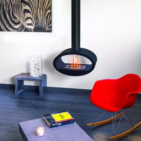 Chimenea mural Ellipse Color Negro Opción Modelo pequeño (H. 189cm) Apertura Abierto por 2 lados