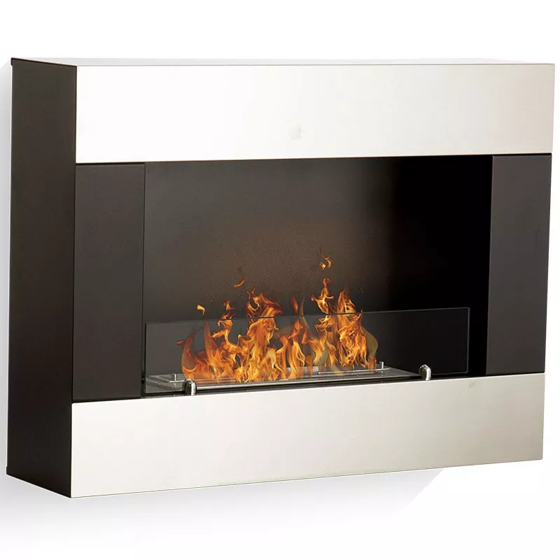Chimenea de pared orgánica Glamfire Color Acero inoxidable cepillado