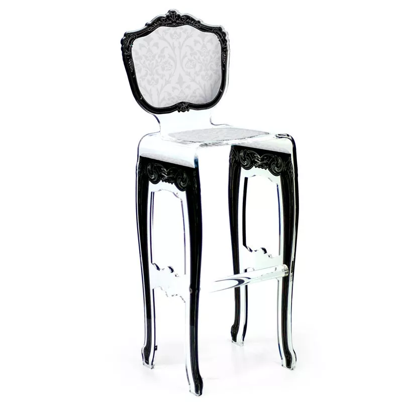 Taburete alto barroco de Acrila Color Blanco