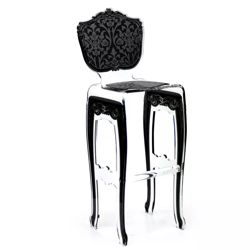 Taburete alto barroco de Acrila Color Negro
