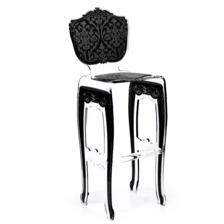 Taburete alto barroco de Acrila Color Negro