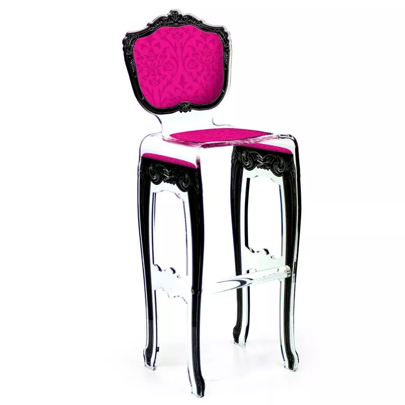 Taburete alto barroco de Acrila Color Rosa