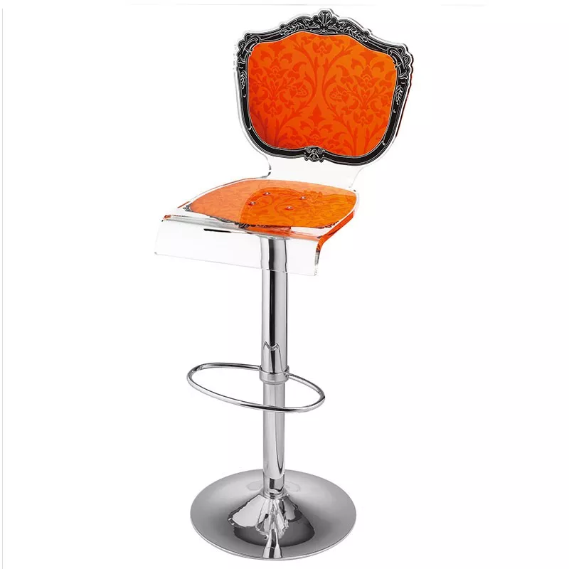 Taburete Capiton de plexiglás sobre bastidor Color Naranja
