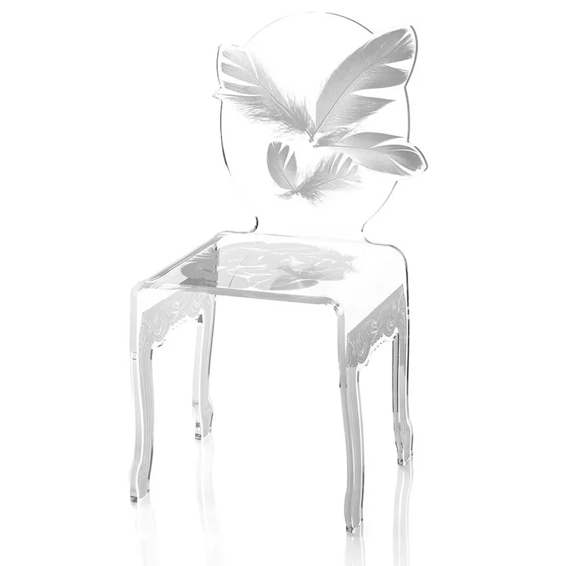 Sillón de plumas de plexiglás Color Azul Opción pies negros