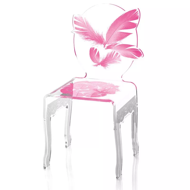 Sillón de plumas de plexiglás Color Azul Opción pies negros