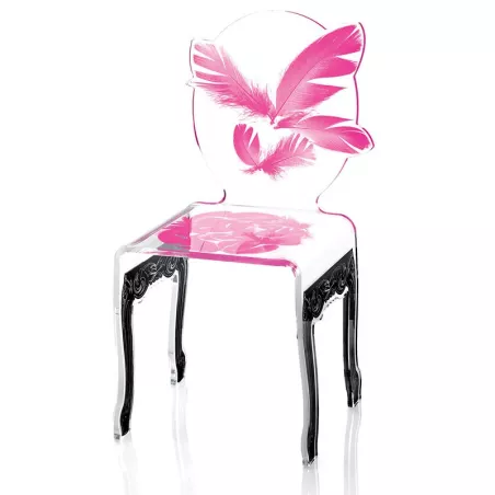 Sillón de plumas de plexiglás Color Azul Opción pies negros
