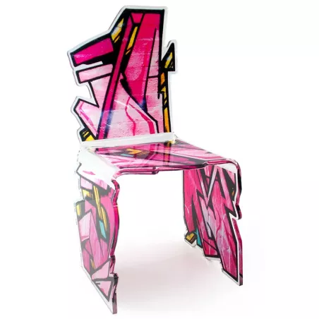 Silla de arte callejero de plexiglás Color Rosa