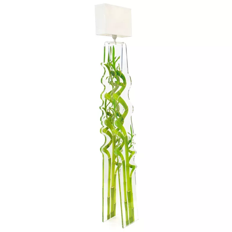 Acrila lámparas bambú, reverbero, hierba Color Anís verde