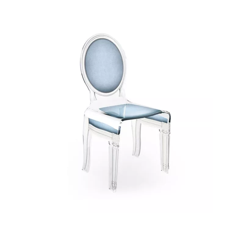 Dieciséis sillas transparentes de plexiglás Color Azul pastel
