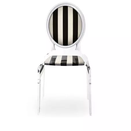 Dieciséis sillas transparentes de plexiglás Color Rayas blancas y negras