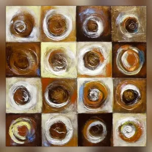 Cuadro abstracto damero y círculos 1 m x 1 m